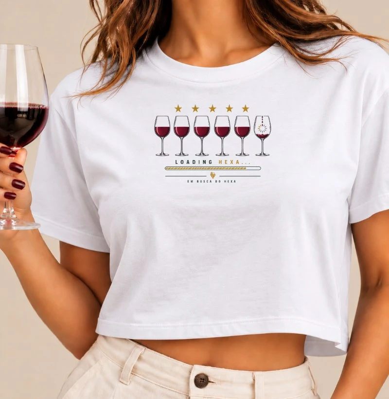 Camiseta Cropped Vinho - Loading Hexa - Cropped