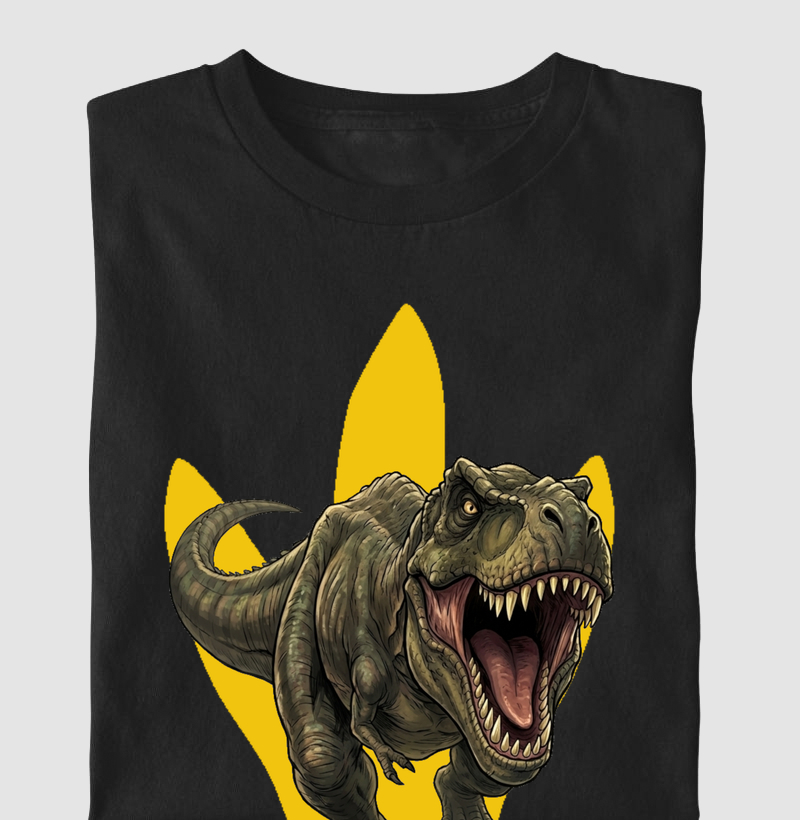 Camiseta Dinossauro T-rex Furioso Algodão Premium Dinoloco