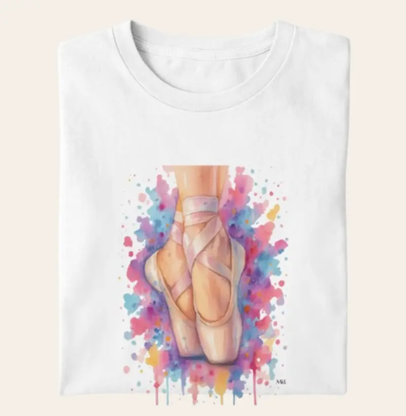 Camiseta Algodão Premium - Bailarina Aquarela 