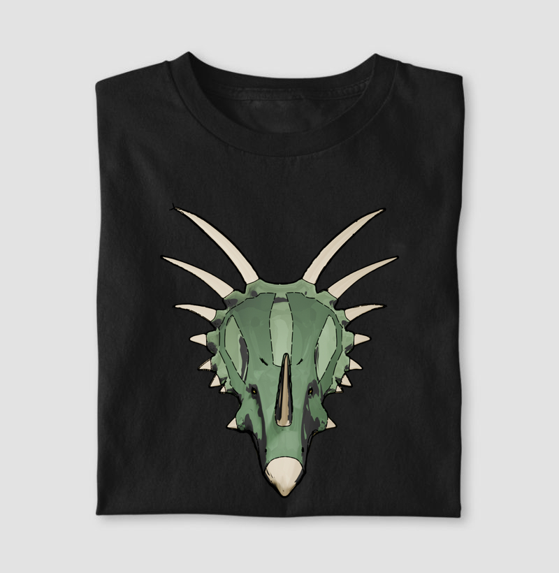 Camisa Algodão Estampada Styracosaurus Cabeçada Premium Dinoloco