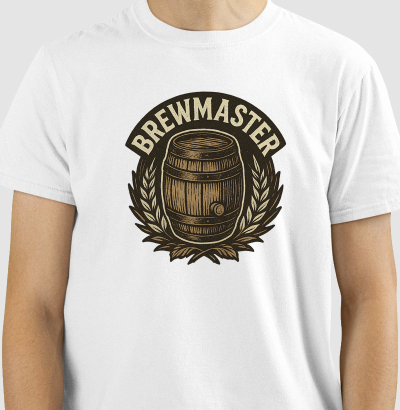 Camiseta Brewmaster Mestre Cervejeiro Estampa Barril de Chopp