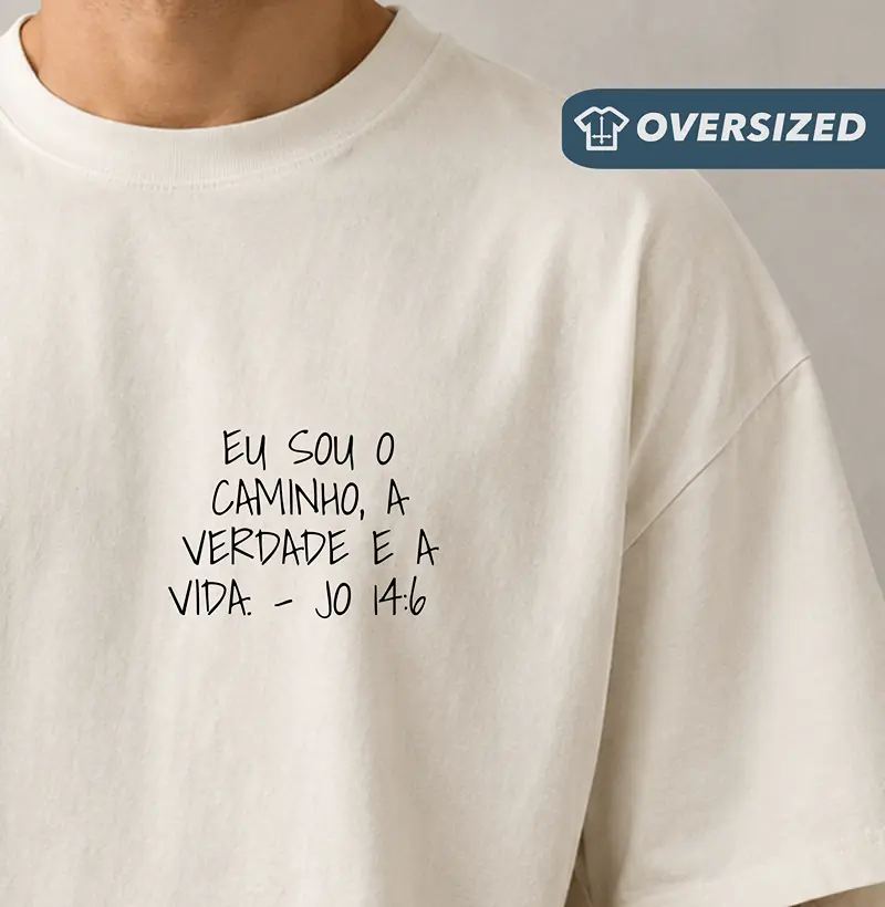 Camiseta Oversized João 14:6 Bolso - Camiseta Oversized
