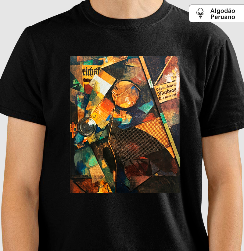 Camiseta Premium Algodão Tanguis Schwitters Pintura Abstrata Merzbild 1920