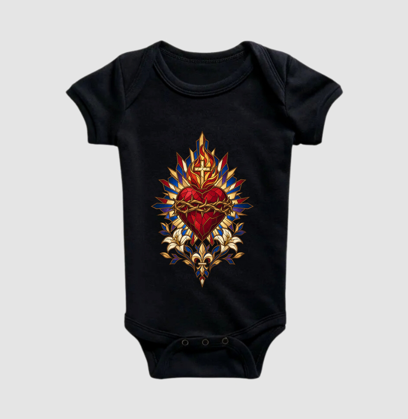 Sagrado Coração - Vitral da Promessa - Cristo Vivo - Body Infantil