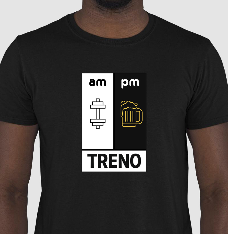 Camiseta AM Treino PM Cerveja – TRENO | Equilíbrio na Rotina