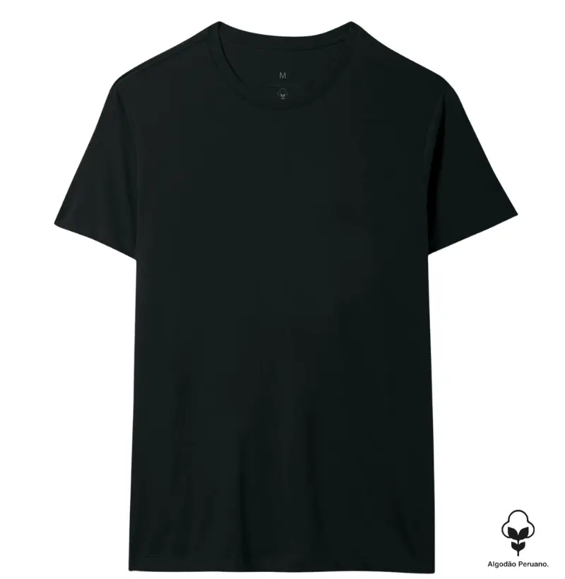 Camiseta lisa PREMIUM algodão peruano preta - CLÁSSICA 