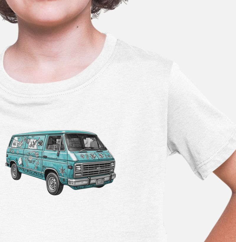 Camiseta Infantil Van Psicodélica – Liberdade Sobre Rodas