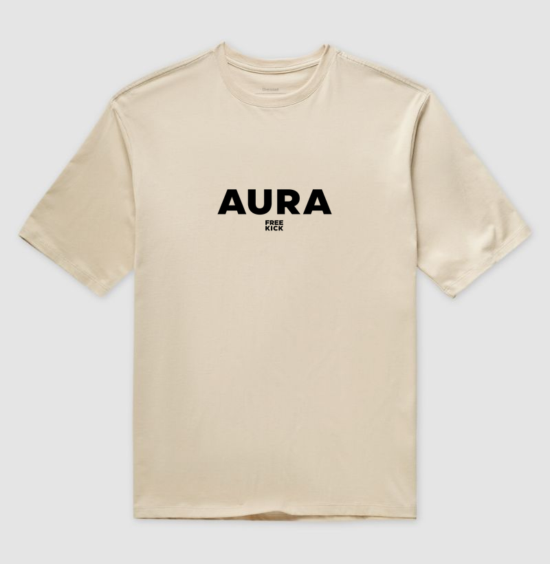 CAMISETA OVERSIZED FREE KICK AURA LOGO PRETO