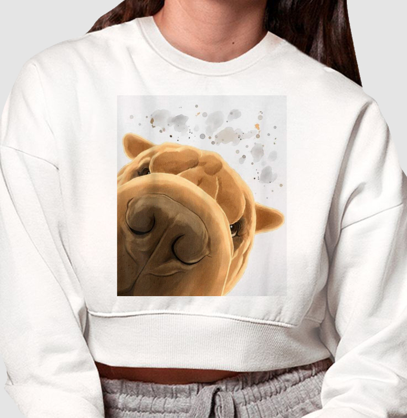 Sharpei Encarando - Moletom Crooped