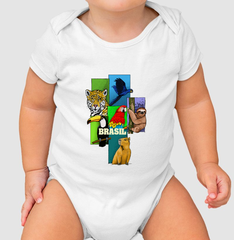 Body Infantil Animais do Brasil