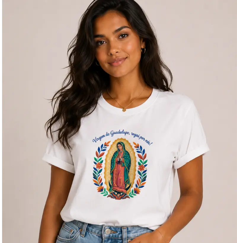 Camiseta Nossa Senhora de Guadalupe Rogai Por Nós