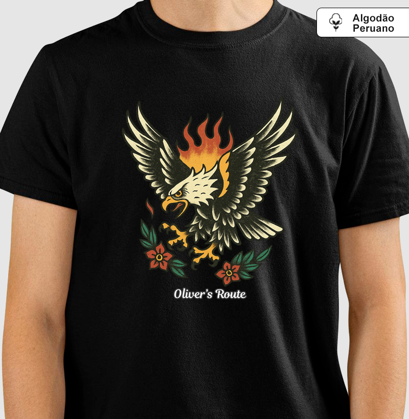 Águia Old School - Camiseta Algodão Peruano