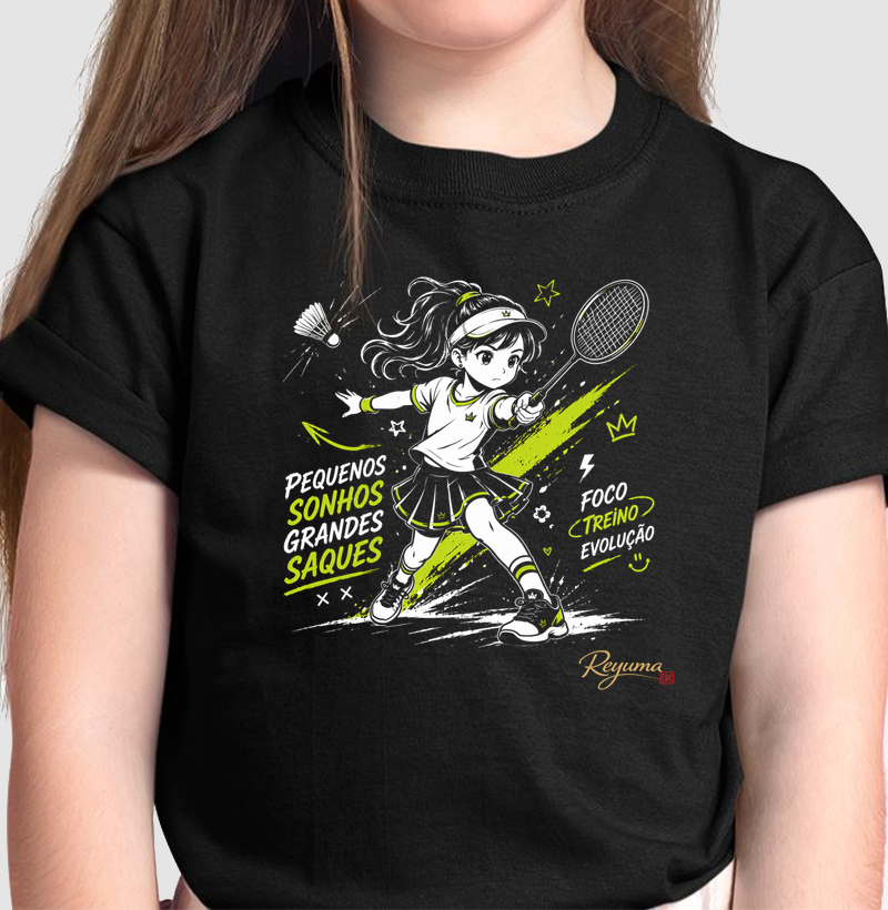 Camiseta Infantil, Menino, Menina, Juvenil Badminton "Badminton Dreams" - Algodão 100% 