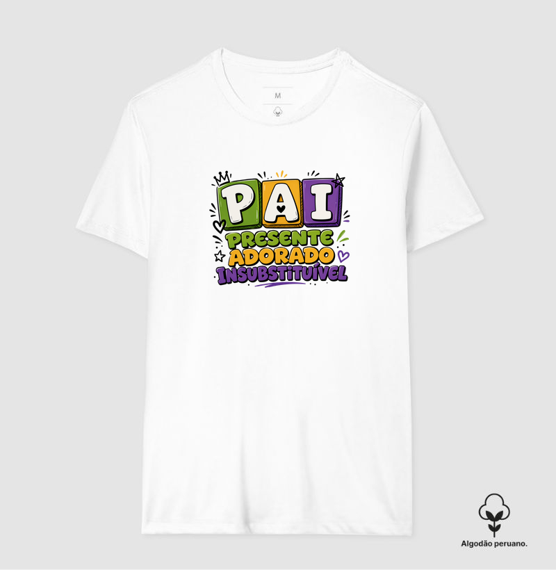 Camiseta Algodão Peruano "Cubos" - Branca 