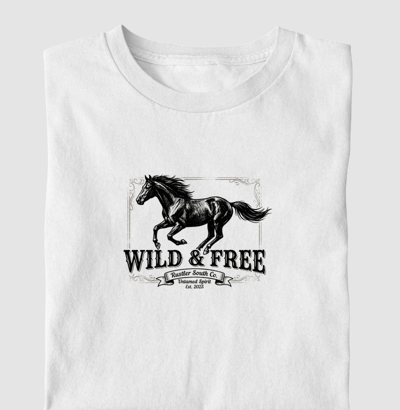 Camiseta Country Masculina e Feminina Wild & Free Rustler South Co.