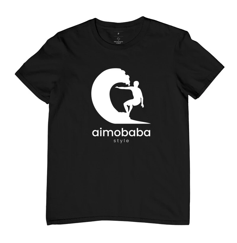 Camiseta Aimobaba Onda masculina preta