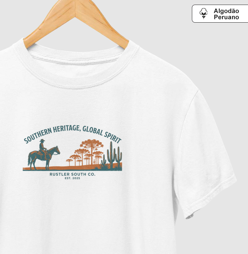Camiseta Country Algodão Peruano Masculina e Feminina Rustler Southern Heritage Global Spirit