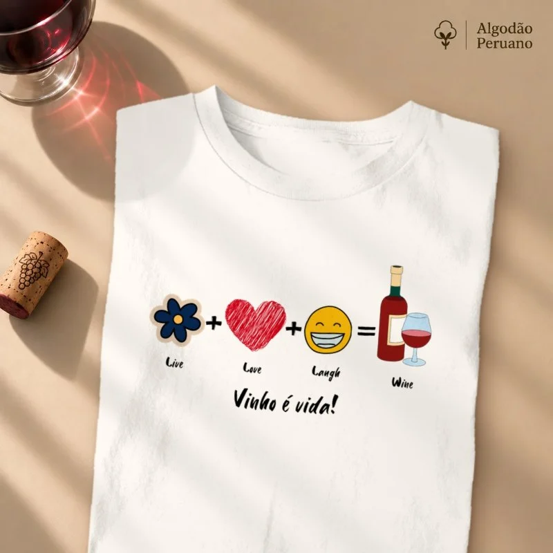 Camiseta Vinho é Vida - Camiseta Algodão Peruano