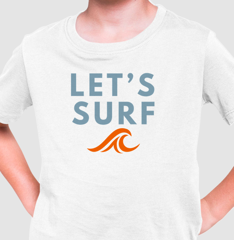 Camiseta Infantil Let’s Surf – Onda Minimalista