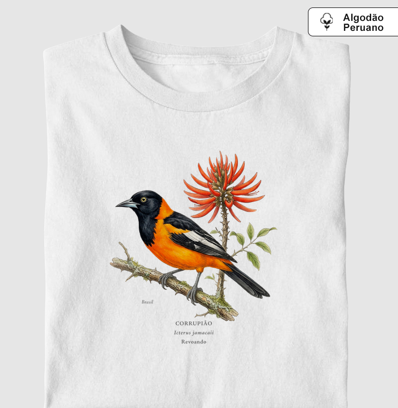 Naturalistas - Corrupião - Algodão Peruano - Camiseta Algodão Peruano