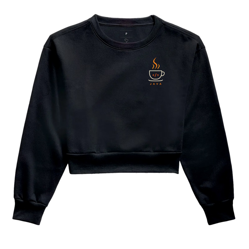 Moletom Cropped Java Coffee — Estampa de Bolso