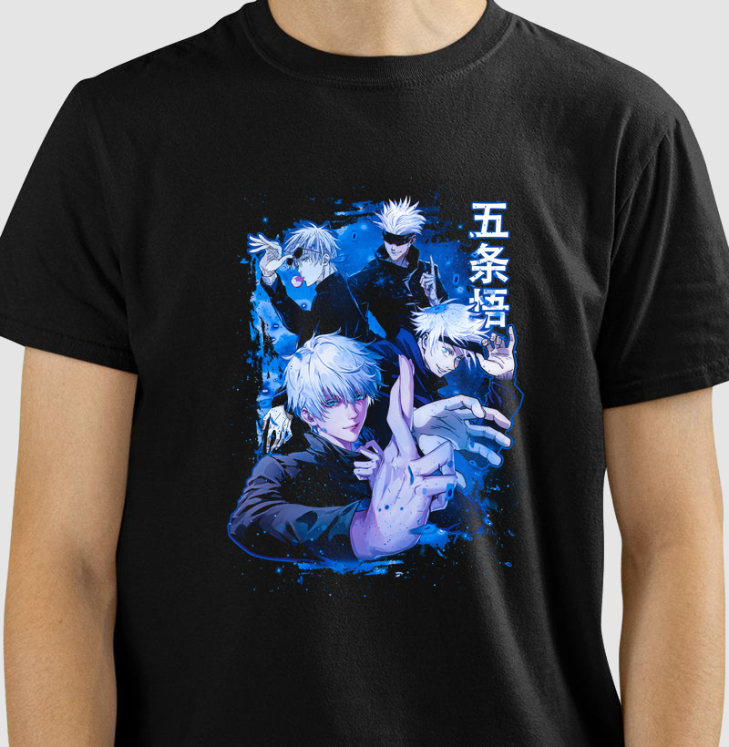 Camiseta Satoru Gojo – Edição Limitless Blue