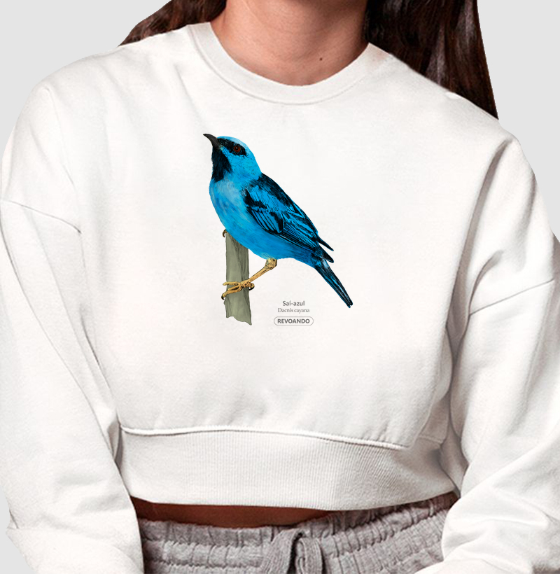 Aves do Brasil - Saí-azul - Moletom Cropped