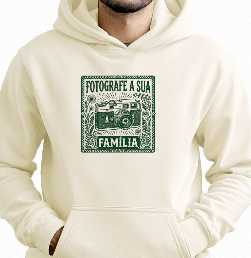 Hoodie moletom Fotografe a sua família - Algodão Premium - ilustração verde