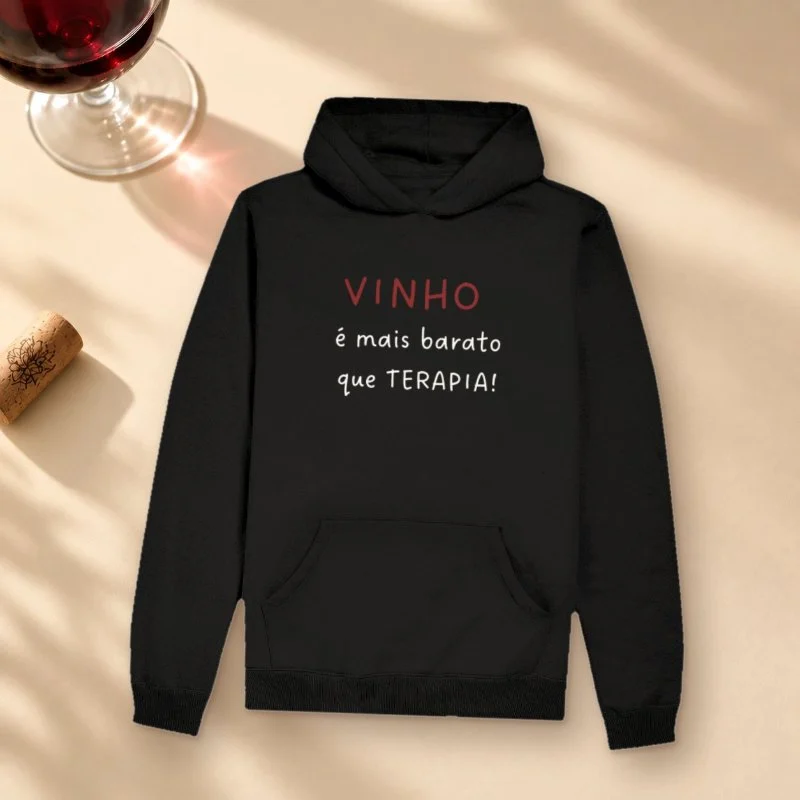 Moletom Vinho é mais barato que terapia! - Hoodie Moletom