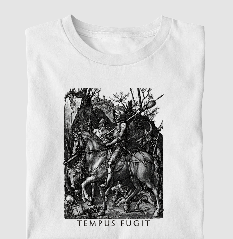 O Cavaleiro, a Morte e o Diabo — Dürer, 1513 - Camiseta