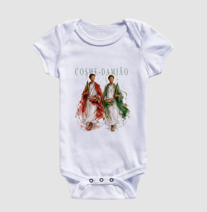 Body Bebê Cosme e Damião Maria Patuá - Body Infantil