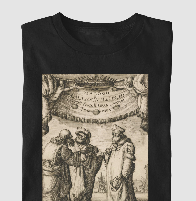 Camiseta O Diálogo de Galileu 1632: Ciência e Cosmos