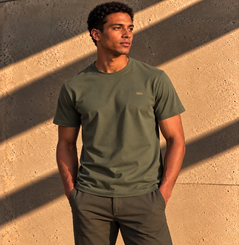 Camiseta Algodão Peruano Masculina Verde Oliva TRM Premium - Camiseta Algodão Peruano