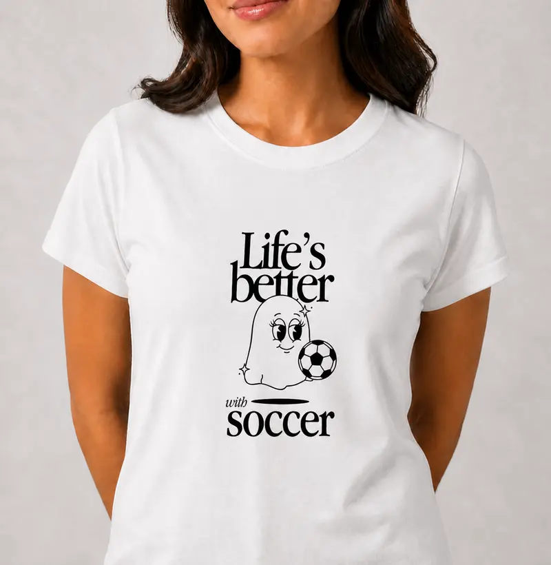 feminina de futebol estampa "life's better with soccer" joga bonita