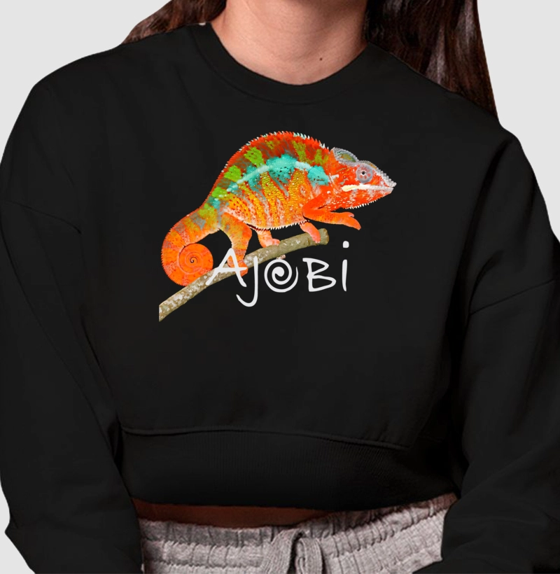 moletom cropped 100% algodão Ajobi Camaleão