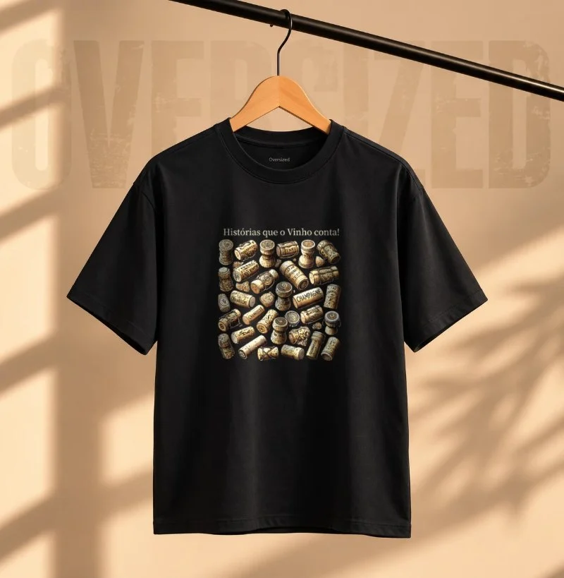 Camiseta Oversized Histórias em cada Rolha - Camiseta Oversized