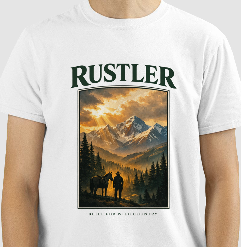 Camiseta Rustler Built for Wild Country – Mountain Sunset