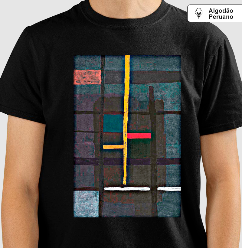 Camiseta Arte Abstrata Geométrica Minimalista Algodão Premium Peruano