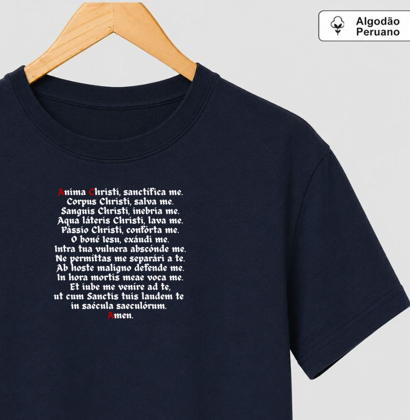 Camiseta Algodão Peruano Oração Anima Christi