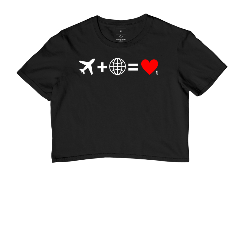 Camiseta Aviao Mais Mundo Igual Amor | Equacao Viagem Minimalista | Colecao Viciados em Viagem