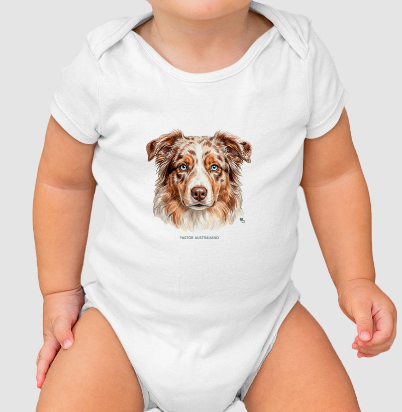 Cães - Pastor Australiano (Red Merle) - Body Infantil - Body Infantil