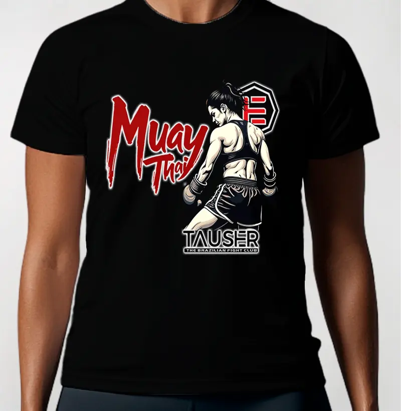 Camiseta Feminina 100% algodão, Estampa Muay Thai
