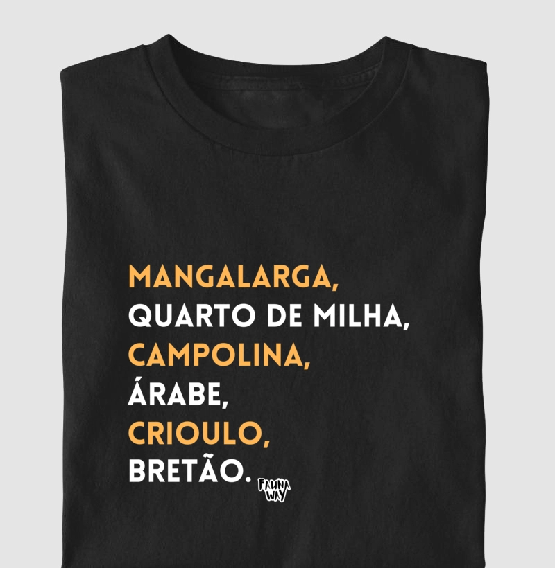Camiseta Raças de Cavalo Equinos Veterinária Grande Porte Algodão - Fauna Way