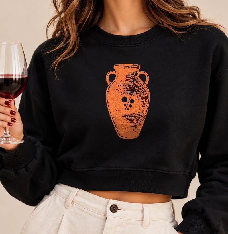 Camiseta Brasil de Vinhos - Ânfora Laranja - Cropped Moletom