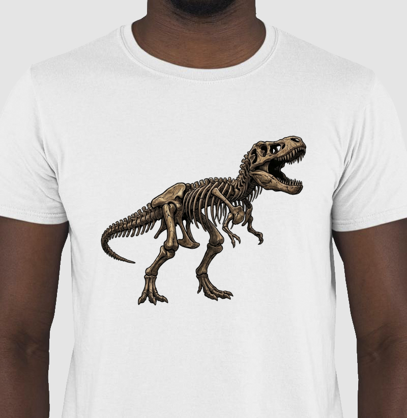 Camiseta Dinossauro Fóssil T-rex Algodão Premium Dinoloco