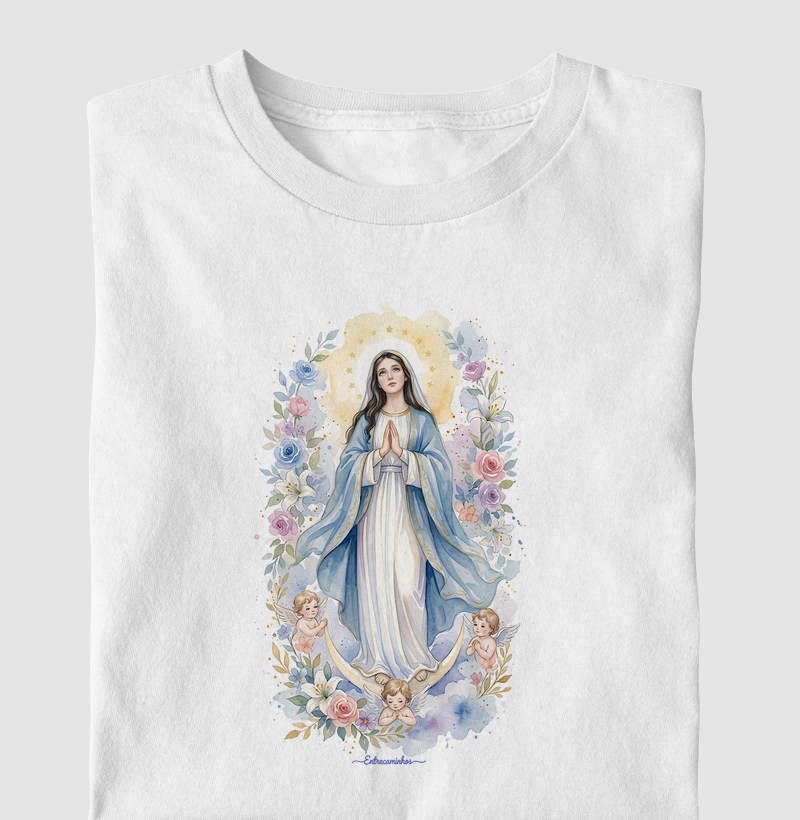 Imaculada Conceição - Aquarela - Camiseta