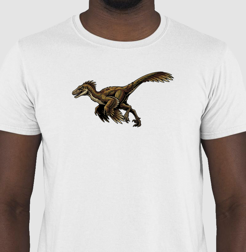 Camisa Algodão Estampada Dinossauro Velociraptor Premium Dinoloco