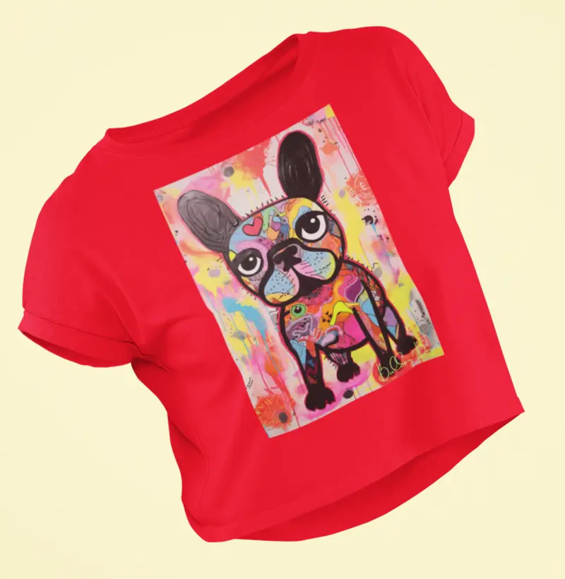 Camiseta Cropped Bulldog Francês "Picasso Perdido"