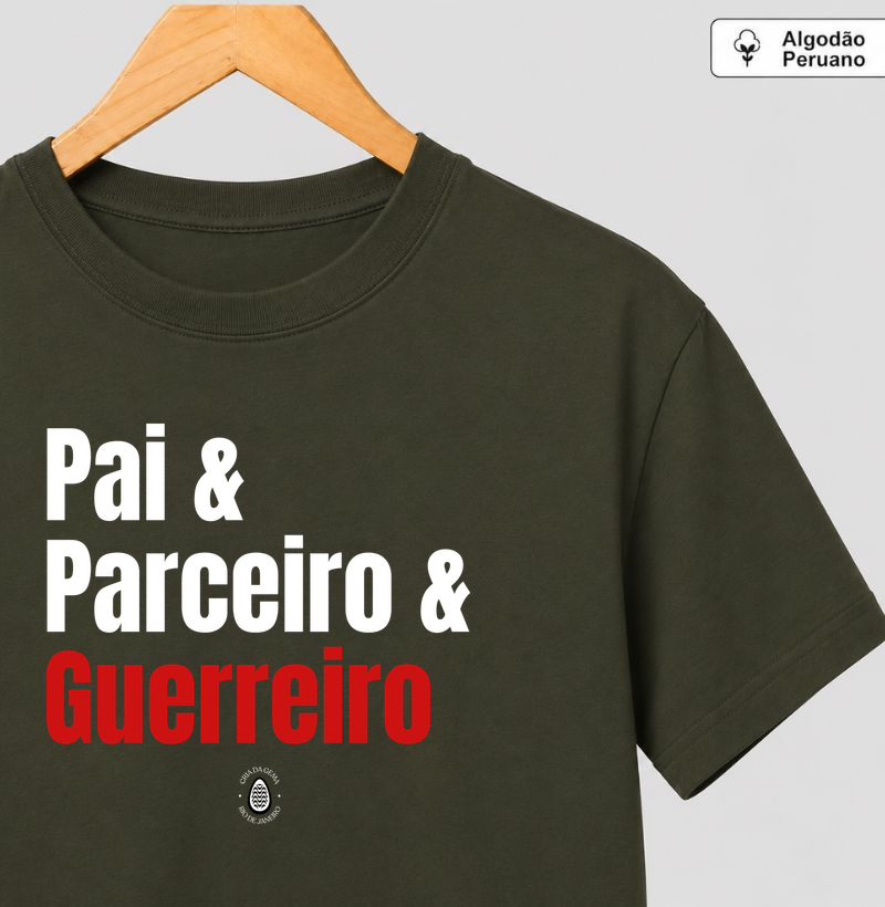 Camiseta Algodão Peruano Pai & parceiro & guerreiro