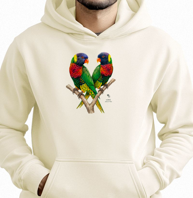 Aves - Lóris Arco-íris - Moletom Hoodie